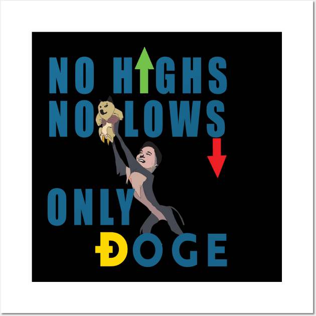 No highs no lows only Doge-elon musk Wall Art by Kishu